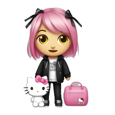 Emo girl with a hello kitty sticker