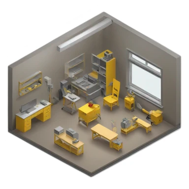 isometric custom fabrication client workshop sticker