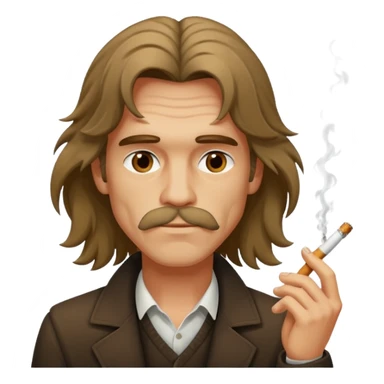 un hombre fumando con greñas  sticker