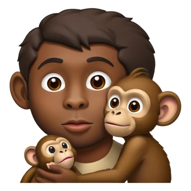 Black men kisses monkey  sticker