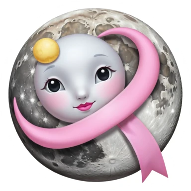 🌕🎀 this emoji ribbon set on the moon's head and don't change ribbon color sticker