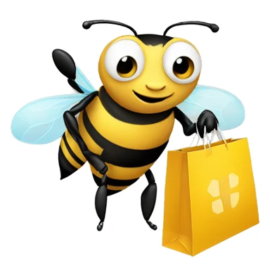 a bee with shopping bag sticker