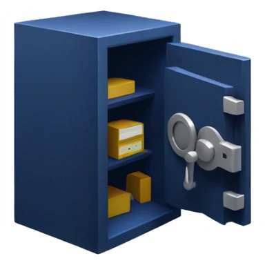 3d open isometric small safe in dark blue sticker