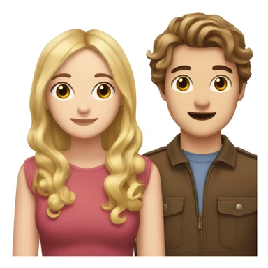 Brown haired Victoria pedretti and blonde haired henry caville in love sticker