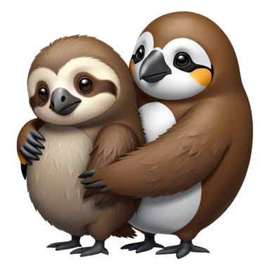 sloth and a penguin hugging  sticker