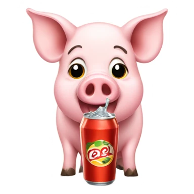 A pig drinking a soda  sticker