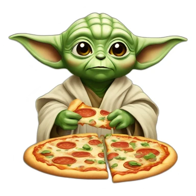 Yoda eat pizza sticker