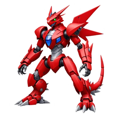  Cool Edgy Futuristic Red Digimon-Fakemon-Guilmon-Mecha full body sticker