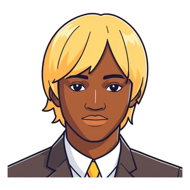 Black man with blonde wig sticker