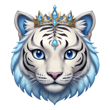 ESO Female white/black tiger khajiit leader of the umbral rose, glowing blue eyes, glowing blue 'third eye' gem; shadow umbral gem silver tiara sticker