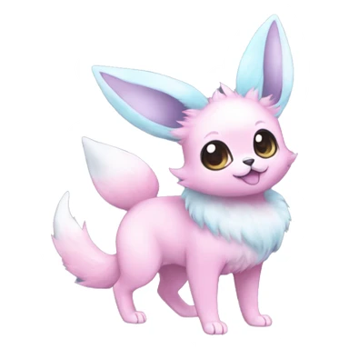 Kawaii Pastel Cotton-Candy-Colored Eeveelution-Cute-Chihuaha-Bunny-Pokémon-fusion full body sticker