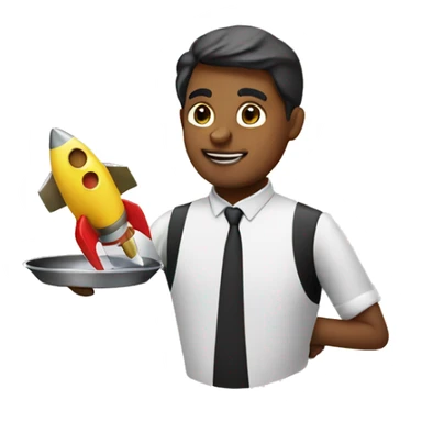 waiter with a rocket on his tray sticker