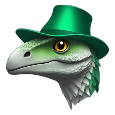 dark green raptor head in party hat sticker