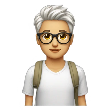 joven piel blanca gafas y gato sticker