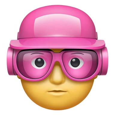 bulky pink visor glasses, extra thick lens, solid construction, statement piece sticker