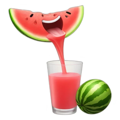 Watermelon juice pouring on tongue sticker