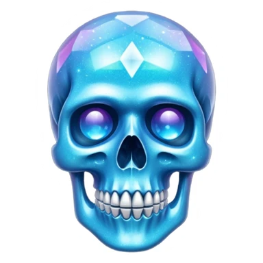 glitter azul skull crystal sticker