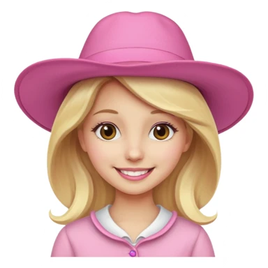 blonde girl wearing big pink hat sticker