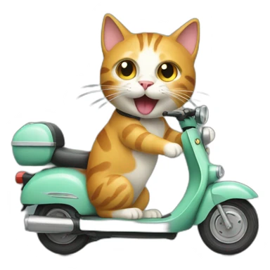 cat riding scooter sticker