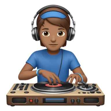 a DJ with headphone and a turntable sticker