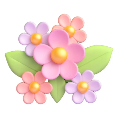 pastel sakura flower with a pearl border, 3D emoji style sticker
