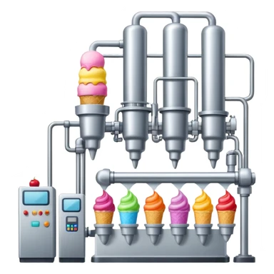 Ice cream factory with machines and production lines sticker