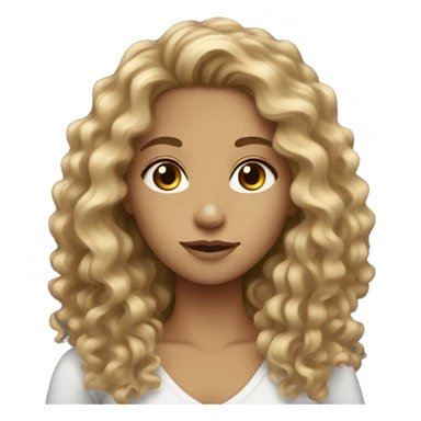 Dark Blonde long curly hair girl with tan skin and dark brown eyes sticker