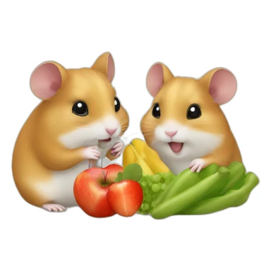two hamsters eating fruits and vegetables  sticker