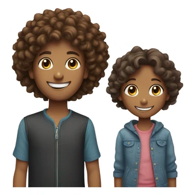 Smiling girl and boy indoors curly hair  sticker