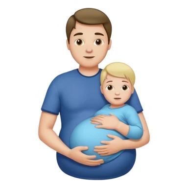 a pregnant man with middle parted hair sticker