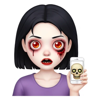 girl zombie with black hair memoji sticker