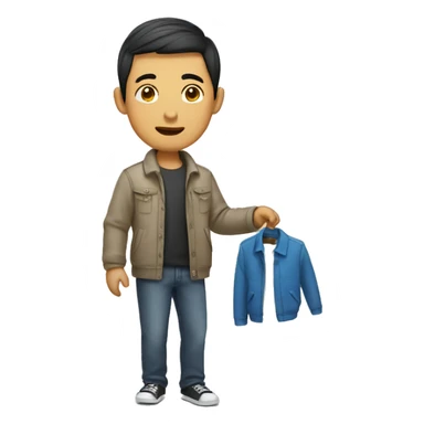 Asian man buying new clothes sticker