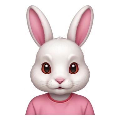 white bunny, pet lover, red shirt. sticker