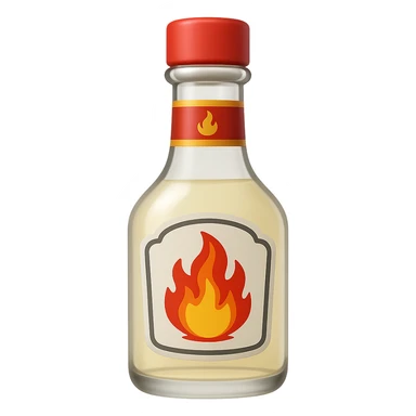 Make the fireball barbecue hot sauce bottle a clear glass bottle in the style of emoji (apple style emojis). Remove the background. sticker