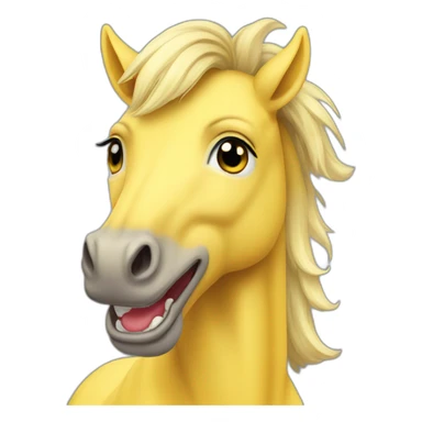 Yellow Kittel horse with Long her and big smile sticker