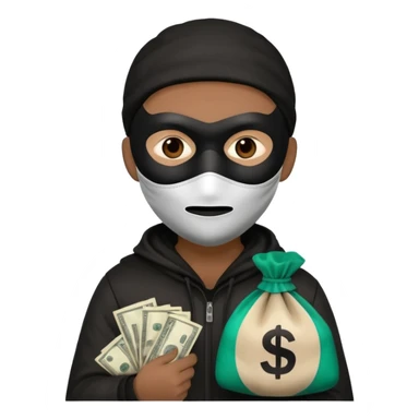 Ladrão com saco de dinheiro emoji eveito Mandela sticker