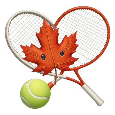 Maple leaf holding a tennis racket sticker