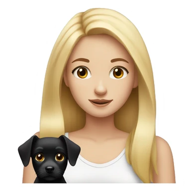 Blonde teenage girl with hazel eyes and a small black dog sticker