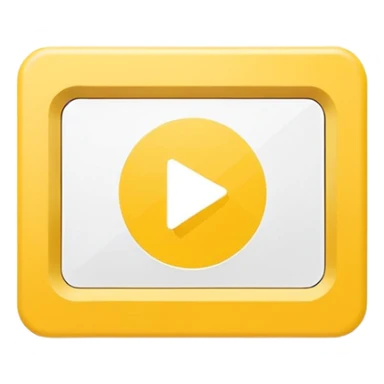 single yellow rectangular play button (video symbol), centered white play icon inside, flat vector style, clean minimal design, isolated on white background, no text, no watermark --ar 16:9 --v 6
 sticker