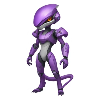 A Reptile-Raptor-Genesect-Mewtwo-Fakémon, with a futuristic visor-helmet, wearing a techwear-suit, Full Body sticker