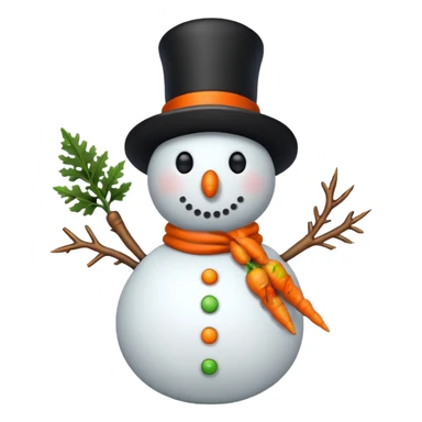 Snowman without tree ,carrot sticker