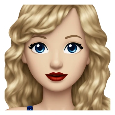 Realistic Taylor swift wearing navy blue glittery sequin bodysuit and dark blonde long hair with red lipstick and blue eyes  sticker