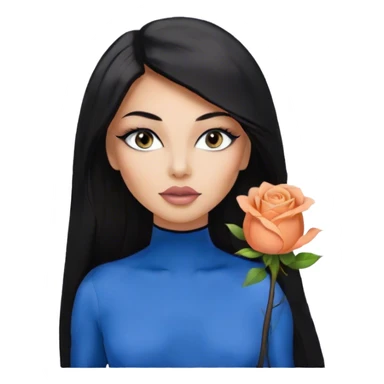 Glamours, tanned, very beautiful girl, with big pump peach-beige-rose lips, eyeliner, long long lashes, black straight smooth silky long hair, straight parting hair, blue-grey eyes, black bodysuit long-sleeves sticker