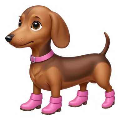 mini sausage dog with pink boots on  sticker