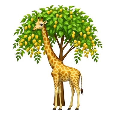 giraffe eating leaves from a tree sticker