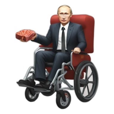 vladimir putin holding meat cube wheelchair bloo sticker