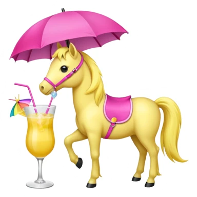 yellow pony drinking cocktail sticker