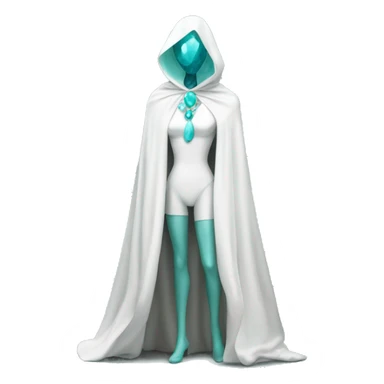 faceless mannequin flapping aquamarine gemstone white cape sticker