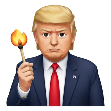 trump holding a match in front of the white house sticker
