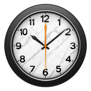 White marble effect Clock with outline sticker